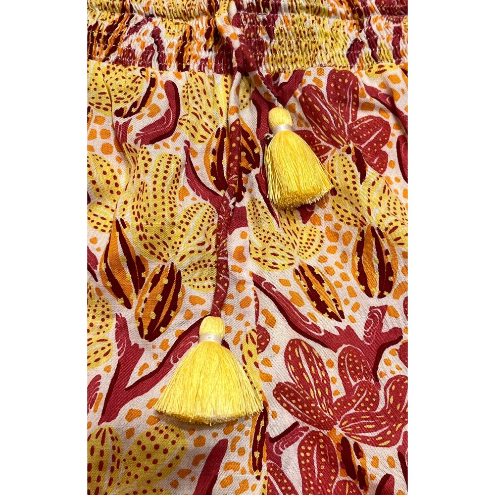 M185 POUPETTE ST BARTH Women's Shorts Fringe Yellow/Red Small - Picture 4 of 8